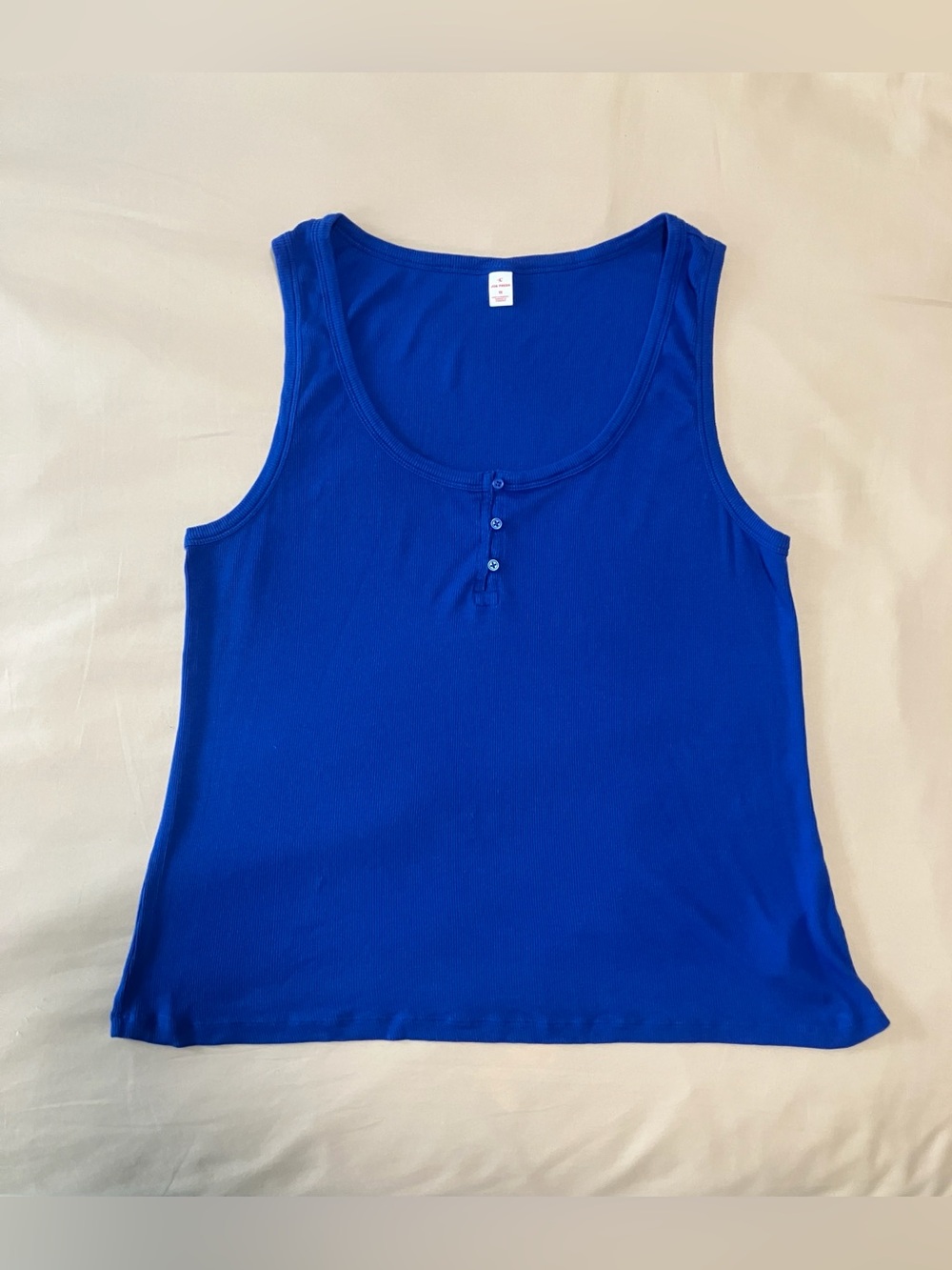Joe Fresh Ribbed Henley Tank Top Size 1X Cobalt Blue Modal Cotton - EUC